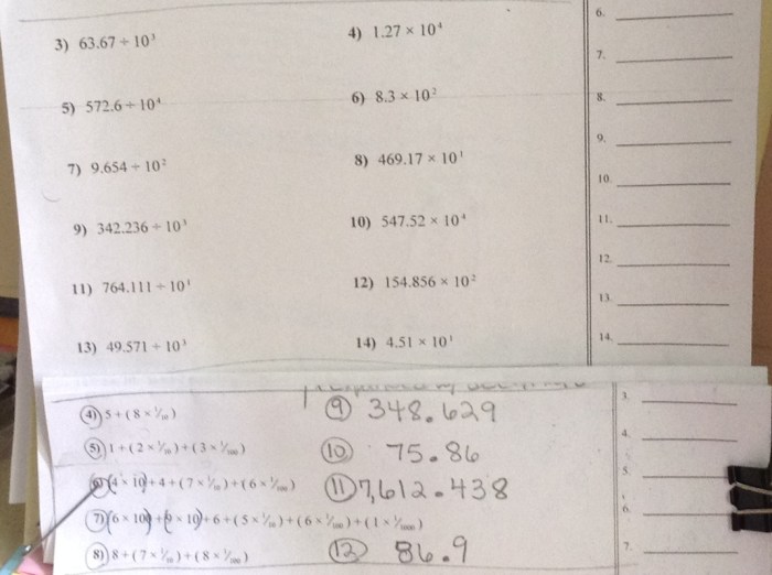 Examining digit place values answer key